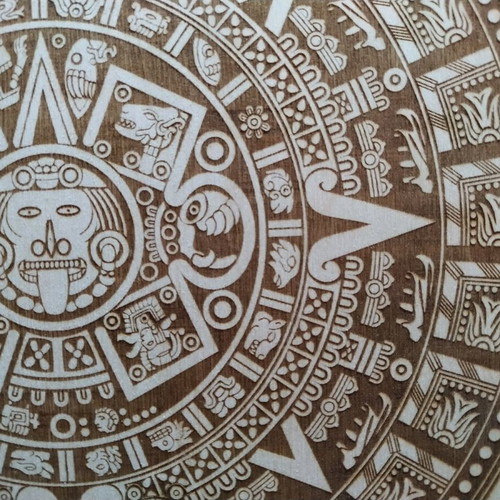 Wooden wall frame Mayan Calendar with laser engraving