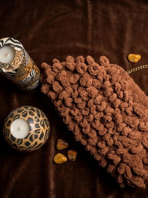 Brown Sugar Puffy Bag 20cm χειροποίητη, καφέ