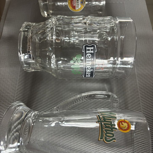 Beer glasses like new, 4 Amstel, 5 Heineken, 6 Mythos