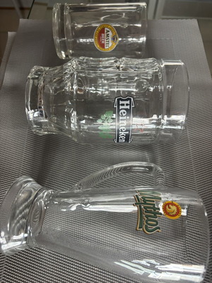 Beer glasses like new, 4 Amstel, 5 Heineken, 6 Mythos