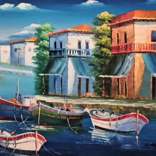 Painting N. Spanos Limanaki on canvas like new with frame