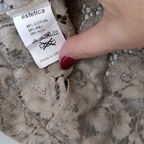 L lace beige jacket-style blouse like new, size L