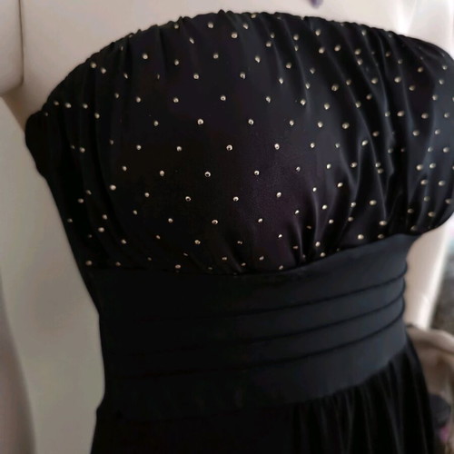 Active Girl evening mini strapless dress like new, black with gold details