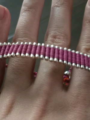 Βραχιόλι Links of London Friendship Macramé καινούργιο, ροζ-μωβ, ασήμι 925