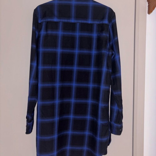 H&M long checked shirt new, black and blue, size S