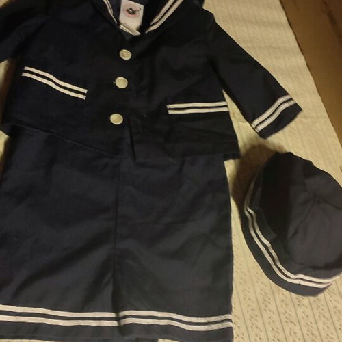 Sailor costume for baby 6-9 months like new with hat, overalls and jacket