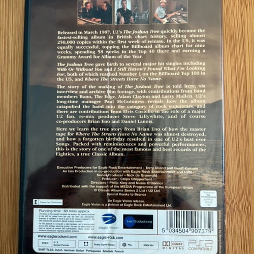 U2 The Joshua Tree DVD like new