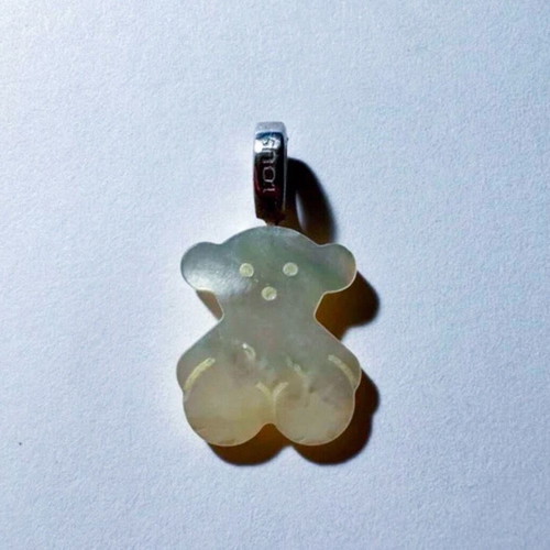 Authentic Tous pendant charm from mother of pearl like new, beige and silver