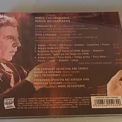 Mikis Theodorakis Symphony No 3 Symphonic Works IV CD new