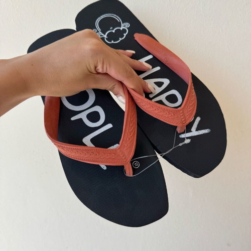 Happy People slippers unisex new, black and orange, size 40/41