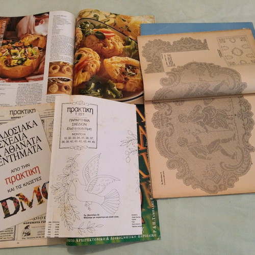 Praktiki magazines used with embroidery and knitting ideas