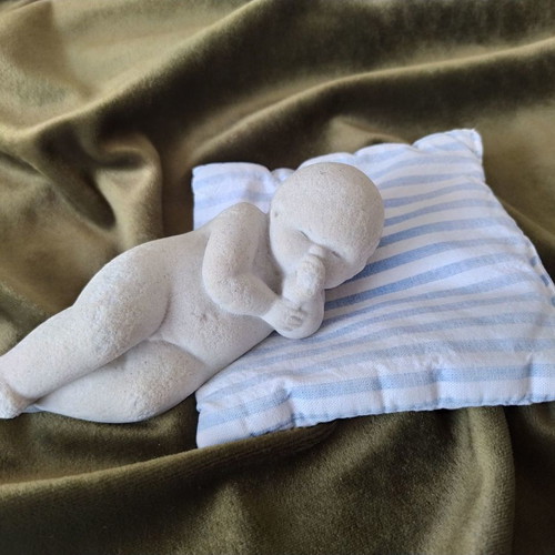 Limestone sleeping newborn baby figurine like new