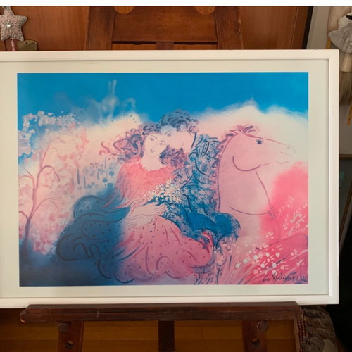 Art print in white frame with glass like new