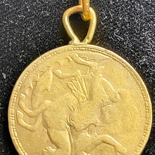 20 Drachma 1960 gold-plated pendant used