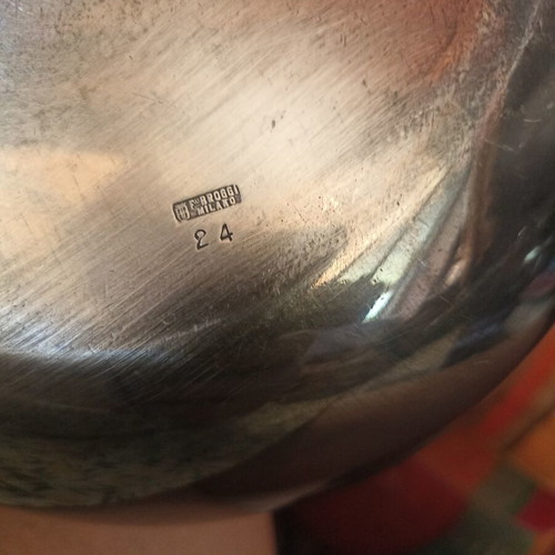 Silver-plated brass serving dish used, Italian origin, late 19th century