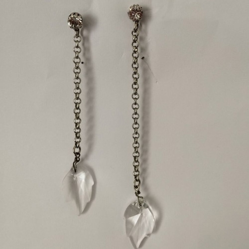Folli Follie Asymmetric Earrings like new with silver hoops and crystals
