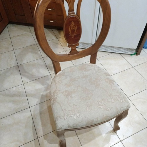 Vintage handmade carved dining chairs like new, set of 6, walnut