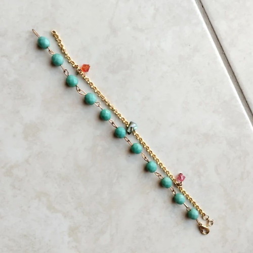 Set of 2 bracelets turquoise and gold like new summer jewellery