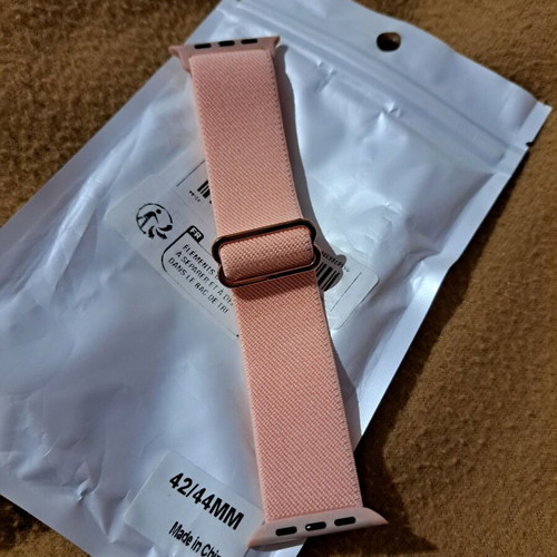 Pink elastic Apple Watch strap 44mm-49mm Solo Loop or Nylon