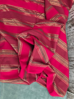 Tablecloth 1.40×1.80 cotton new, red with gold and green stripes