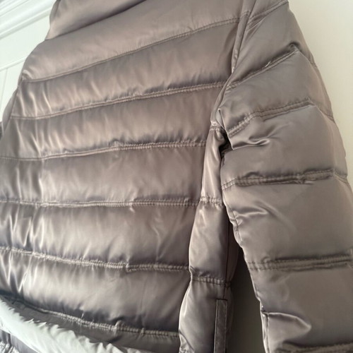 Women's long down jacket with belt like new, beige