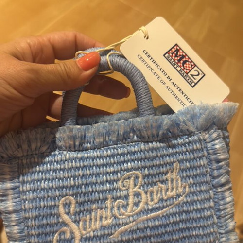 Saint Barth Micro Straw Bag Baby Blue MC2 New