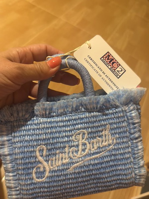Saint Barth Micro Straw Bag Baby Blue MC2 New