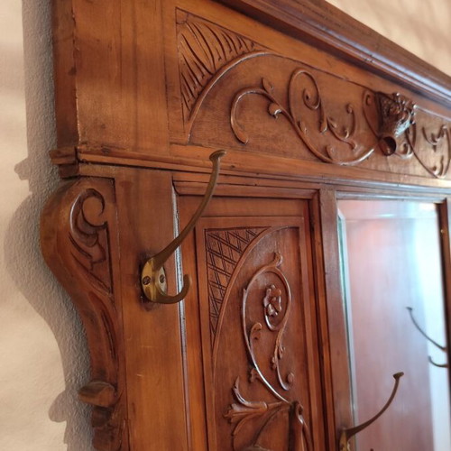 Antique portmanteau used with Art Nouveau mirror