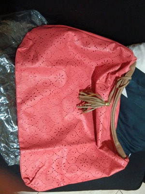 Large shoulder bag beach style new, red and orange
