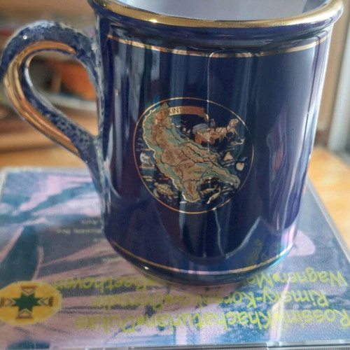 Zakynthos Porcelain Cup Mug like new with Gold Details
