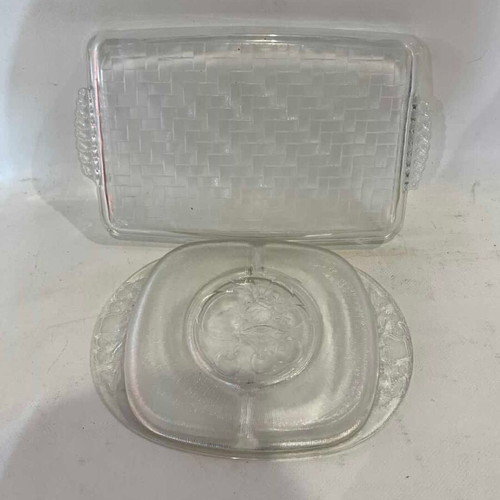 Vintage glass serving platters set of 2 used