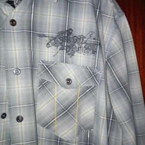 Celio men's dress shirt like new, white and gray, size L