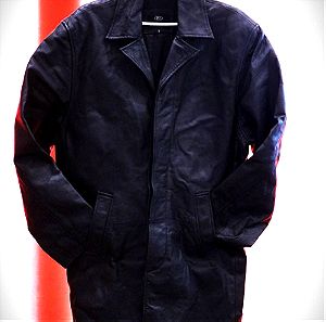 Δερμάτινο ανδρικό παλτό μακρύ καμπαρτίνα - Size S > M