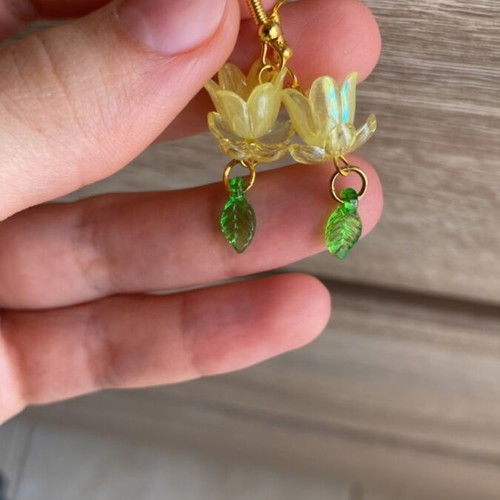 Handmade yellow earrings inspired by Barbie Fairytopia