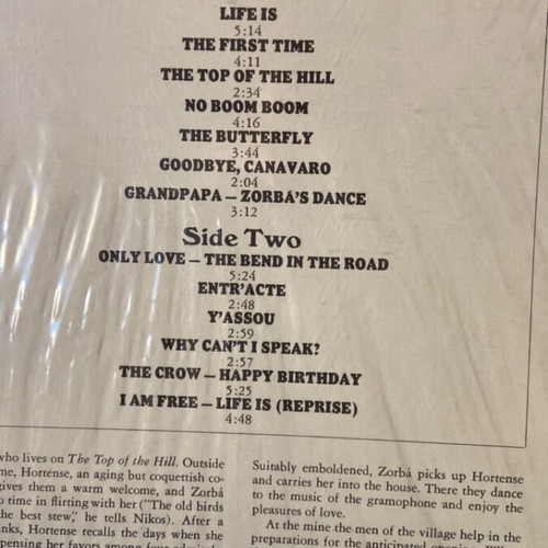 Zorba Original Broadway Cast Recording vinyl