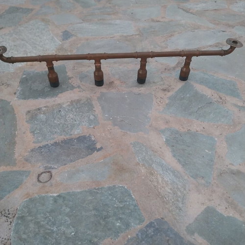 Handmade copper pipe ceiling light used, square with E27 socket