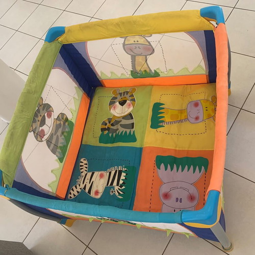 Large Baby Playpen Travel Cot with Safari Animal Design