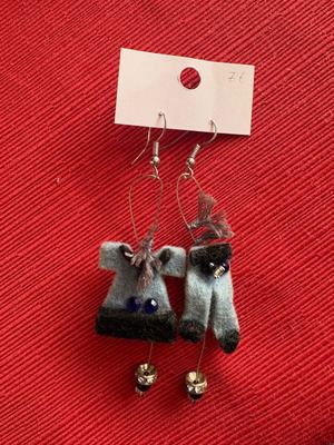 Ръчно изработени обеци от филц като нови, сини