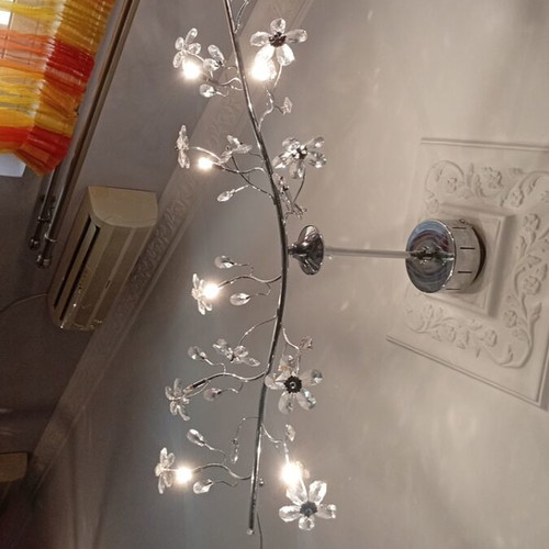 Crystal ceiling light with metal branches and 10 light sources, like new