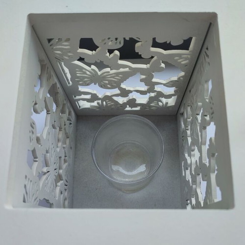 Decorative lantern with butterflies like new, white