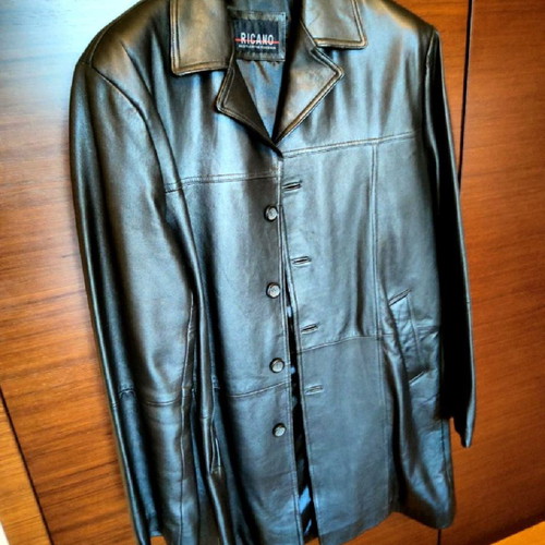 Leather coat new, black, size XL