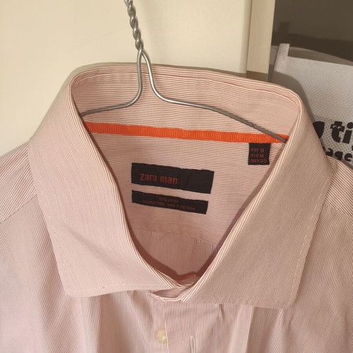 Zara men's shirt striped white and orange like new, sizes S, M, L