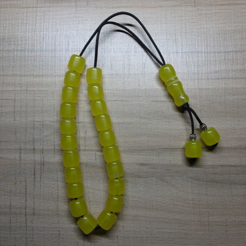 Handmade komboloi with 21 acrylic beads plus papa and 2 end beads