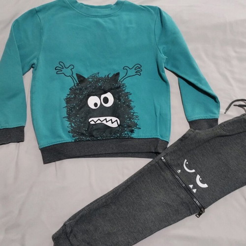 Orchestra tracksuit set used, size 10 years, gray and turquoise