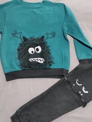 Orchestra tracksuit set used, size 10 years, gray and turquoise