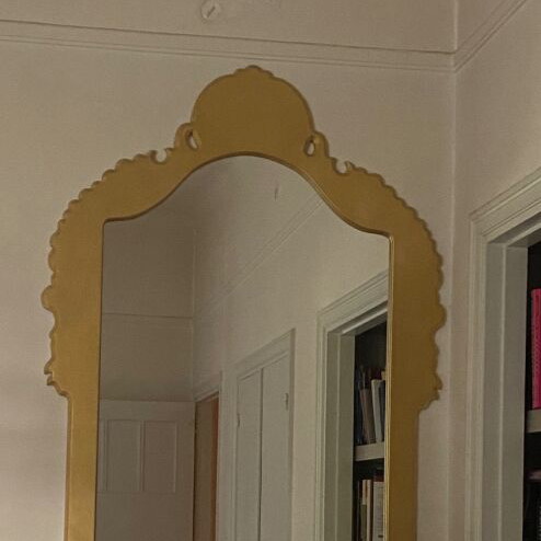 Mirror gold wood full-length very tall, like new