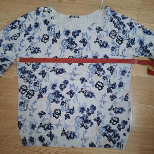 BHS autumn sweater new, grey with blue floral pattern