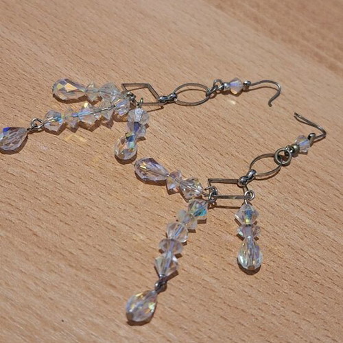 Crystal earrings new, length 8 centimeters