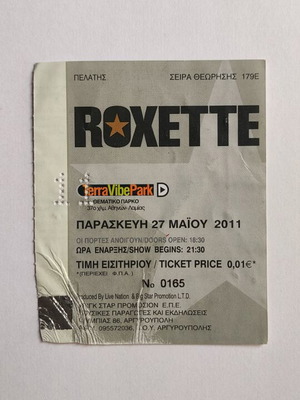 Roxette concert ticket used, Terra Vibe Park 27/5/2011