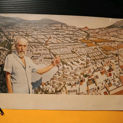 Greeting card of Doxiadis Associates used, diptych 22x15 cm